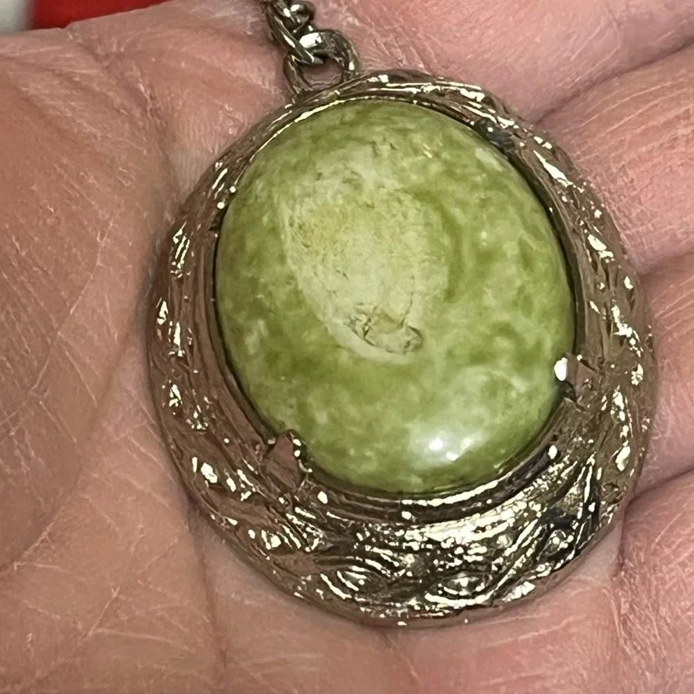 Vintage Jacobite Green Stone Necklace